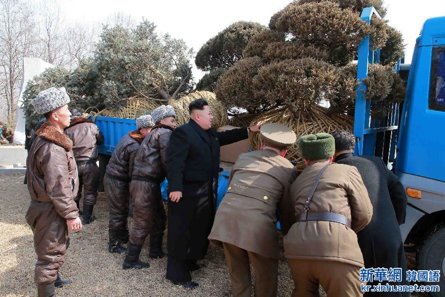 （国际）（1）金正恩与朝鲜人民军战斗飞行员一起植树