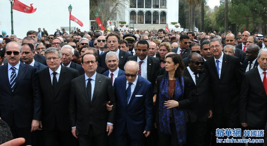 （国际）（2）多国政要参加突尼斯反恐大游行