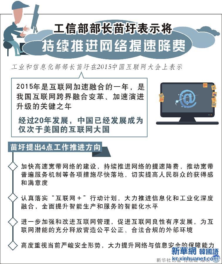 （图表）[互联网大会]工信部部长苗圩表示将持续推进网络提速降费