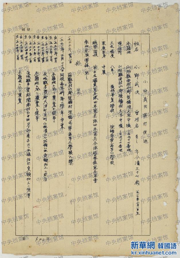 （日军性奴隶档案·图文互动）（2）国家档案局发布《“慰安妇”－－日军性奴隶档案选》第六集：中国司法机关审讯日本侵华战犯形成的档案