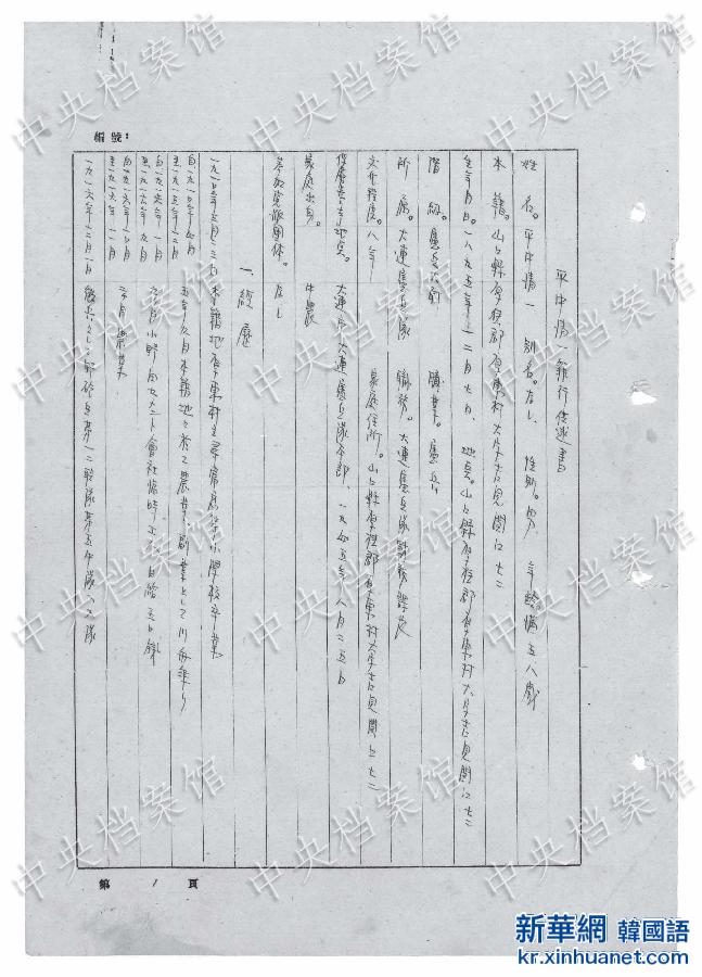 （日本侵华战犯笔供）（2）国家档案局发布《日本侵华战犯笔供选》第十五集：平中清一