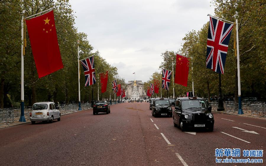 （国际·出访配合）（1）中英两国国旗悬挂在伦敦街头