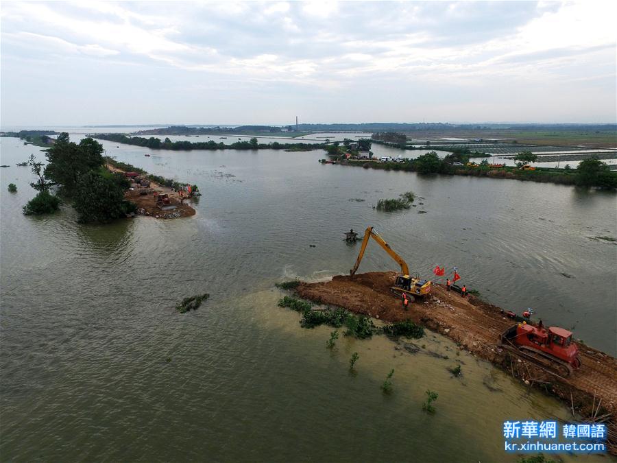 （抗洪救灾）（2）湖北黄梅县考田河堤溃口开始封堵