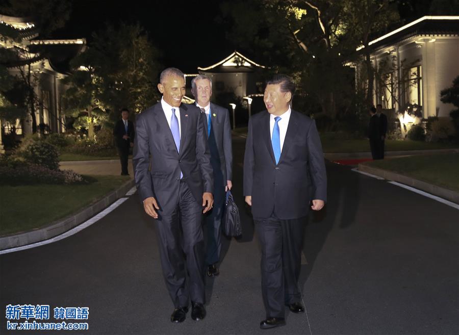 （杭州G20·XHDW）习近平与美国总统奥巴马会面