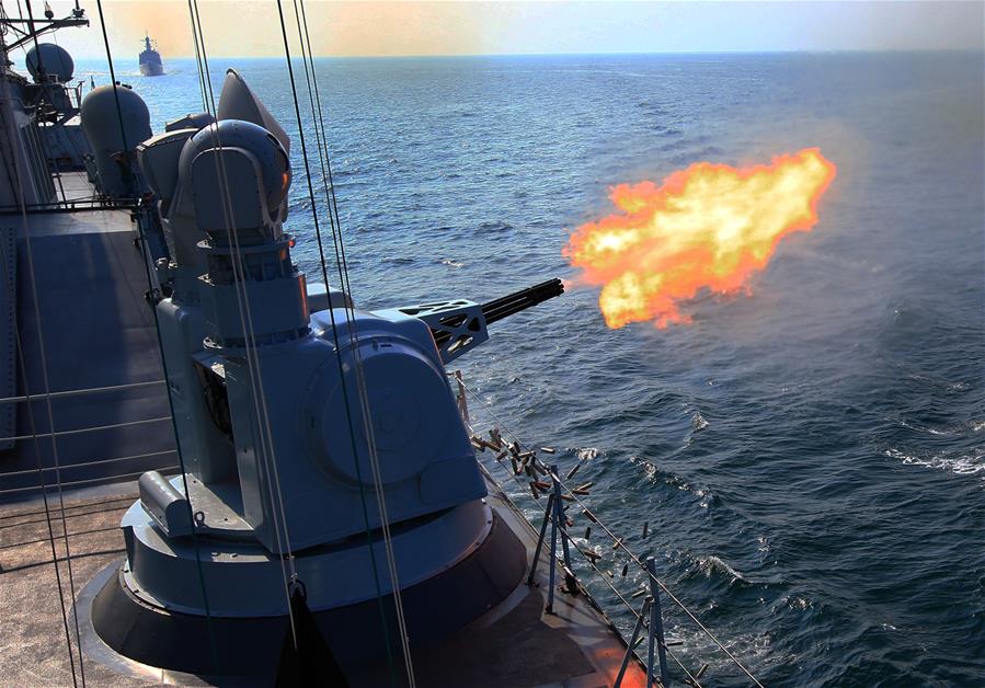 （军事）（4）直击中俄“海上联合—2016”军事演习实际使用武器演练