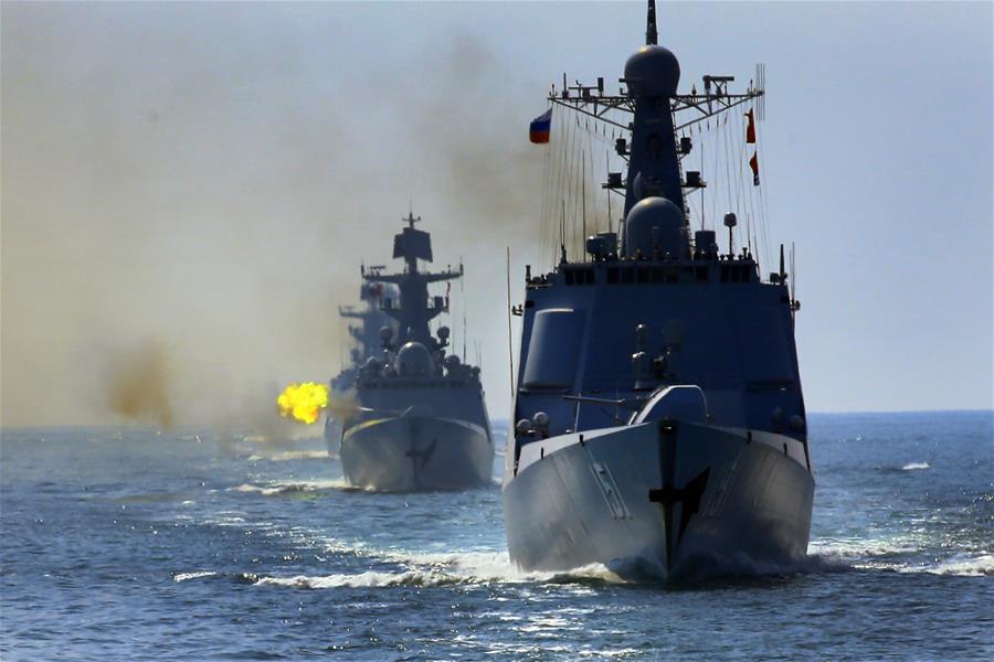 （军事）（5）直击中俄“海上联合—2016”军事演习实际使用武器演练