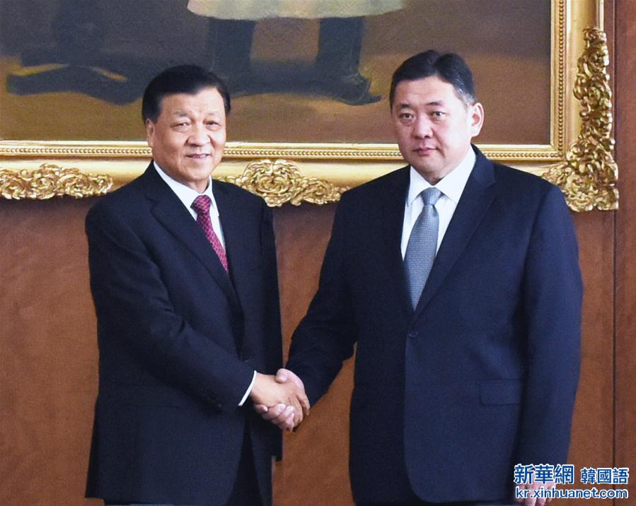 （XHDW）刘云山会见蒙古人民党主席、国家大呼拉尔主席恩赫包勒德
