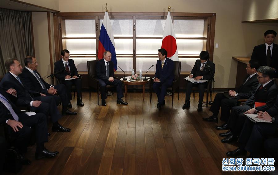（国际）（1）俄罗斯总统普京与日本首相安倍晋三举行会谈