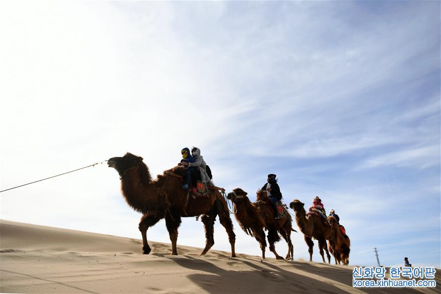 （一帶一路·好風光）（4）敦煌鳴沙山上體驗大漠駝隊