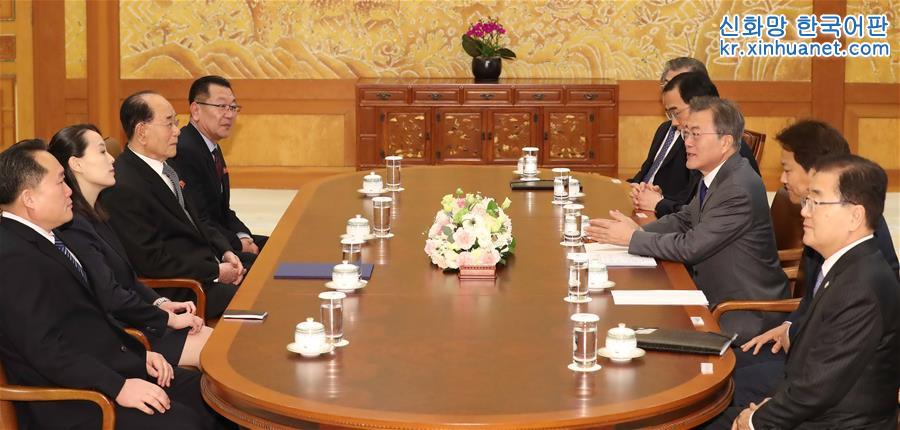 （国际）韩国总统文在寅会见朝鲜高级别代表团