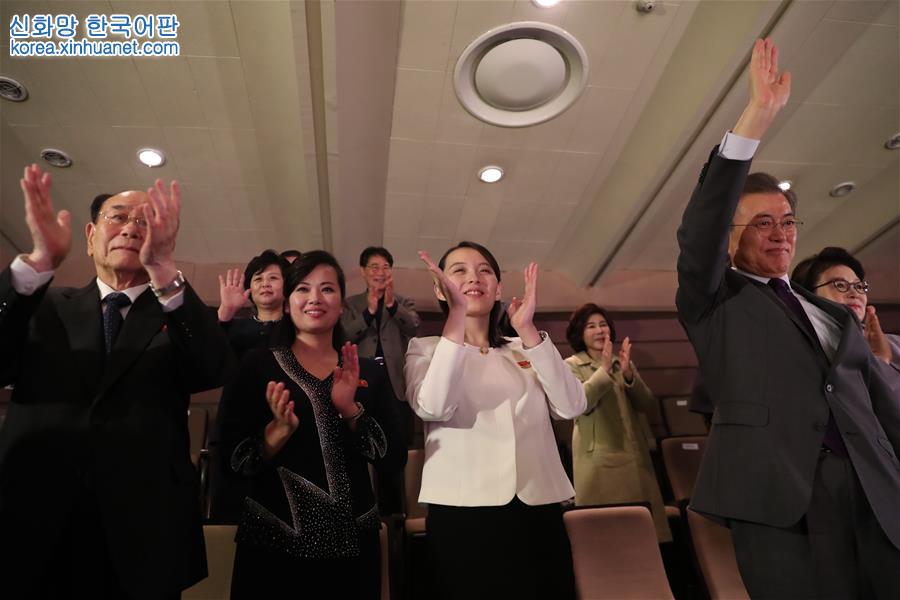 （国际）（2）文在寅与朝鲜高级别代表团共同观看朝鲜艺术团演出