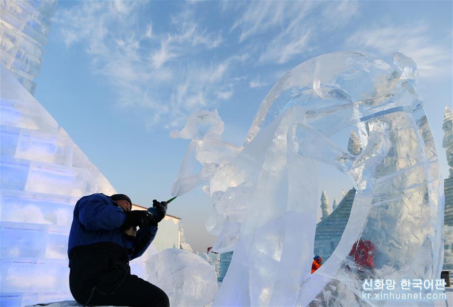 （社会）（1）哈尔滨国际冰雕比赛：初露芳容