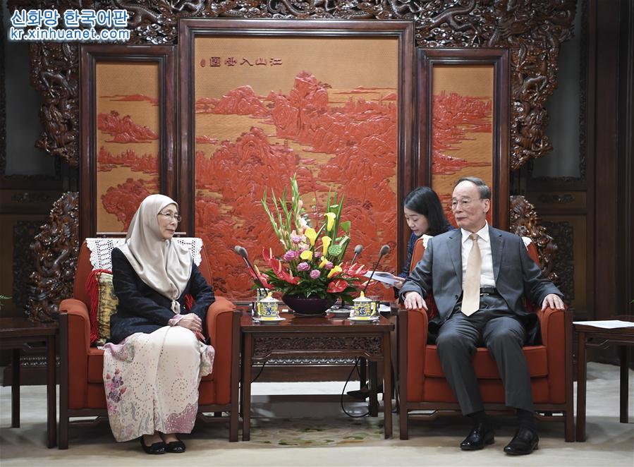 （时政）王岐山会见马来西亚副总理旺·阿兹莎