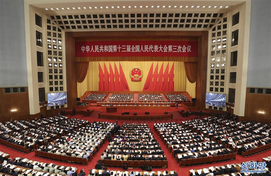 （两会·人大开幕·XHDW）（16）十三届全国人大三次会议在京开幕
