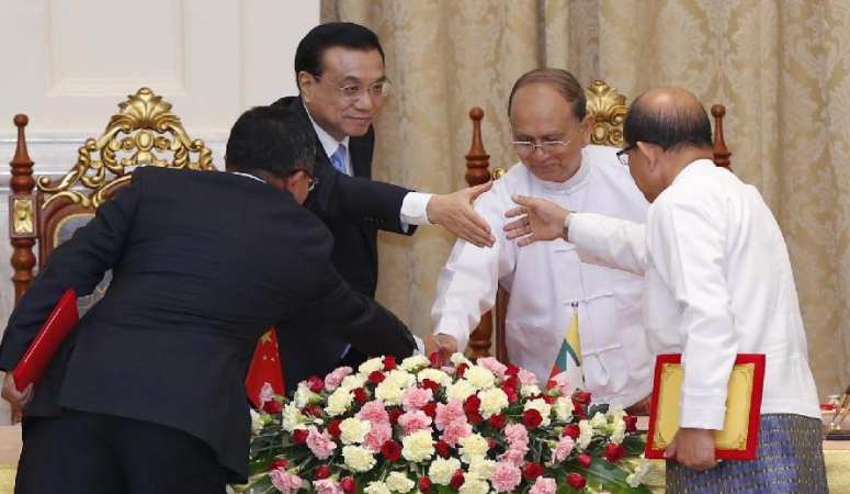 리커창 中총리, 떼인 세인 미얀마 대통령과 조인식 공동 참석