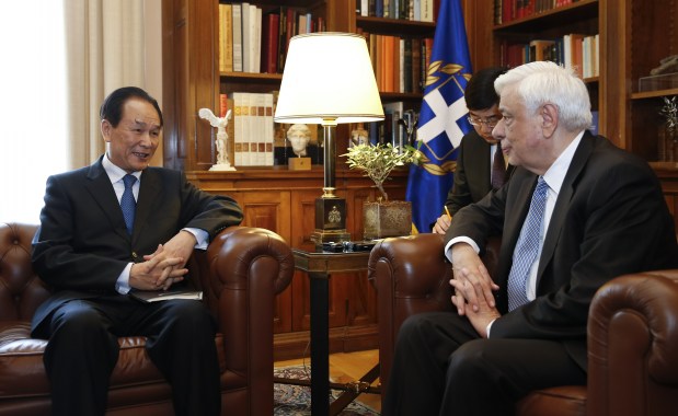 그리스 대통령, 차이밍자오(蔡名照) 신화사 사장 회견