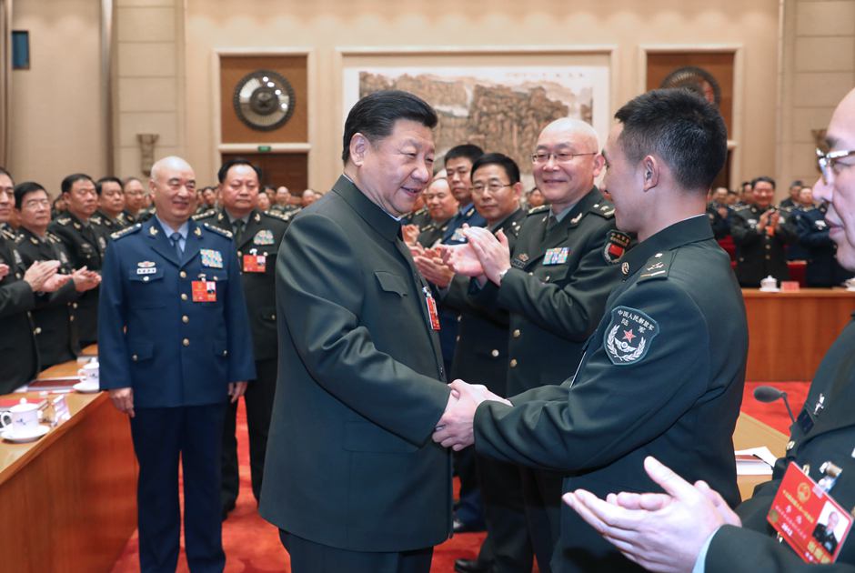 시진핑 , 해방군 및 무장경찰부대 대표단 전체회의 참석