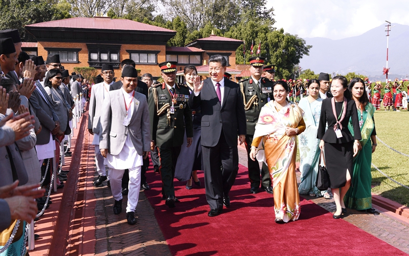 시진핑 주석, 반다리 네팔 대통령이 주최한 성대한 환송식에 참석