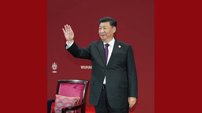 시진핑 제7회 세계군인체육대회 개막식에 참석해 개회 선언