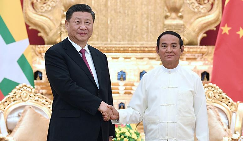 시진핑 中 국가주석, 윈 민 미얀마 대통령과 회담