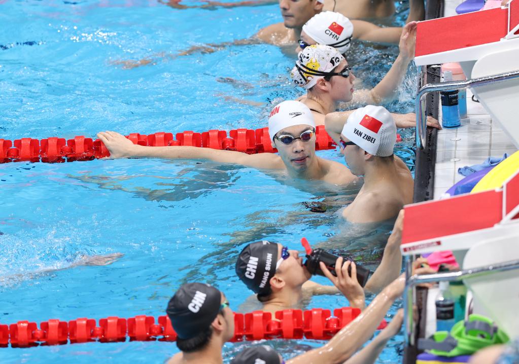 수영—워밍업 하는 중국 수영 대표팀