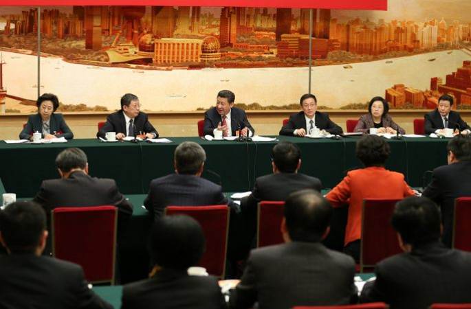 시진핑 등 당과 국가 지도자들 각자 대표단 심의에 참석
