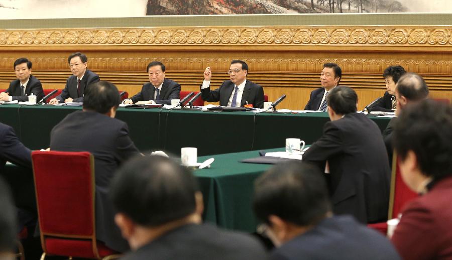 리커창 中 총리, 장쑤 대표단 심의 참가