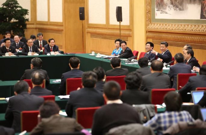 시진핑 등이 각기 12기 전인대 3차회의 일부 대표단 심의에 참석