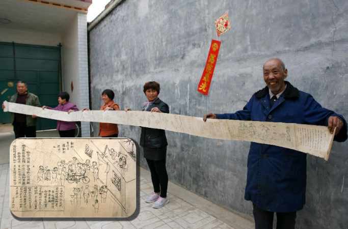 中허베이 70세 노인, 70m 두루마리 그림으로 농촌의 70년 변천 기록