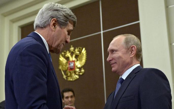 푸틴과 존 케리 우크라이나 위기 등 문제 토론