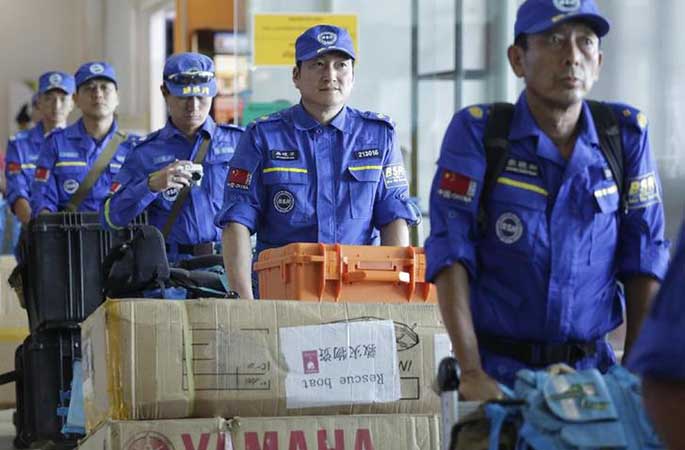 중국 란텐 구조대 미얀마 도착, 수해 복구 작업에 참여