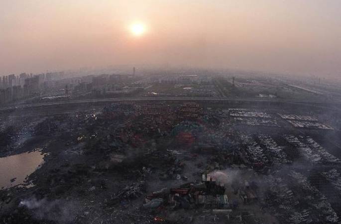 中 톈진항 "8.12" 특별 중대 화재 폭발 사고 현장