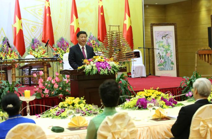 시진핑과 펑리위안, 베트남 공산당 서기장과 베트남 국가주석이 함께 마련한 환영만찬에 참석