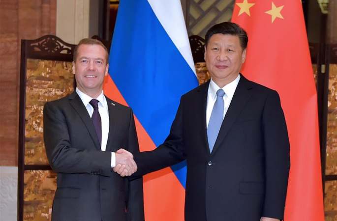시진핑 中주석, 메드베데프 러시아 총리 회견
