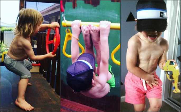 호주 3살짜리 남자아이 헬스에 열중해 벌써 복근 6개나