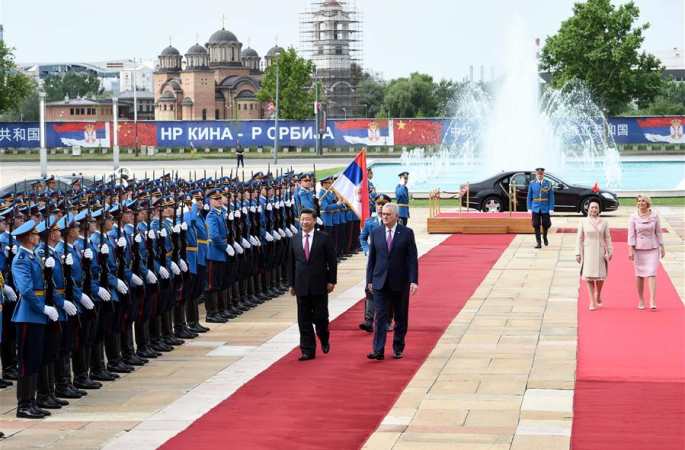 시진핑 주석, 니콜리치 세르비아 대통령이 마련한 환영식에 참석