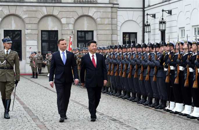 시진핑, 안드레이 두다 폴란드 대통령이 마련한 환영식에 참석