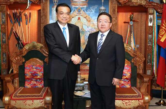 리커창 中 총리, 몽골국 대통령 회견
