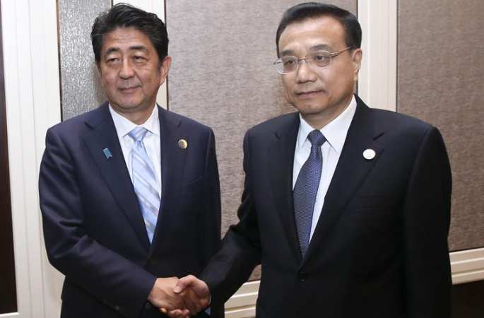 리커창 中 총리, 일본 아베신조 총리를 회견