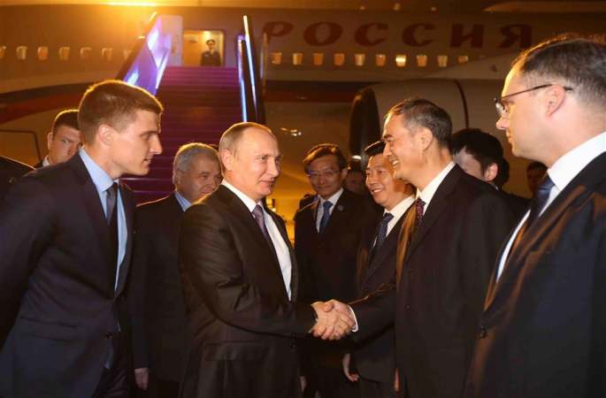 푸틴 러시아 대통령 항저우 도착