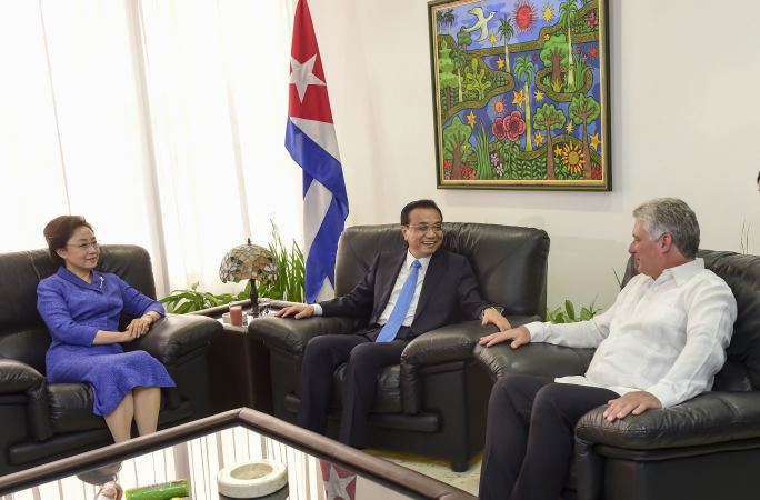 리커창 총리, 쿠바 국무위원회 제1부주석 겸 부장회의 제1부주석 회견
