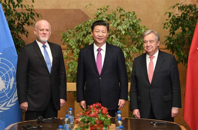시진핑 주석, 피터 톰슨 제71차 유엔총회 의장 및 구테흐스 유엔 사무총장 회견