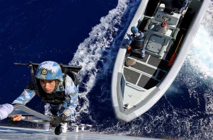 중국 해군 남중국해함대 원양훈련편대, 무력 구원 훈련 전개