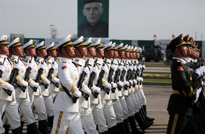 중국인민해방군 의장대‘파키스탄의 날'열병 리허설에서 선보여
