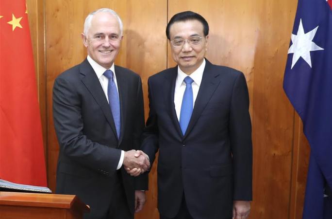 리커창 총리, 맬컴 턴불 호주 총리와 회담