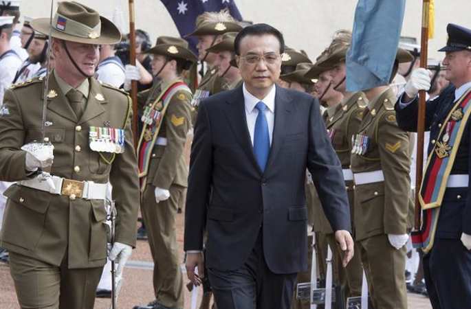 리커창 총리, 맬컴 턴불 호주 총리가 개최한 환영식에 참석
