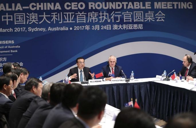 리커창 총리, 맬컴 텐불 호주 총리와 중-호 상공업계 CEO 원탁회의 공동 참석
