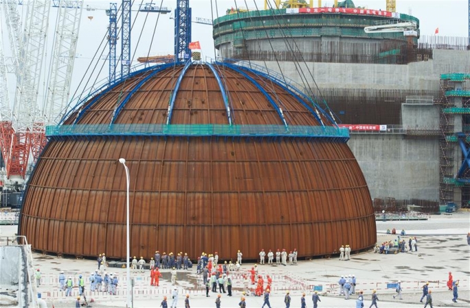 ‘화룽1호’ 세계 첫 원자로 시범공정 돔형지붕 25일이나 26일 설치
