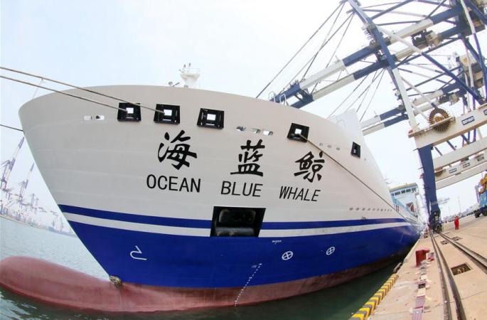 ‘하이란징(海藍鯨)’호, 한국 평택항 취항