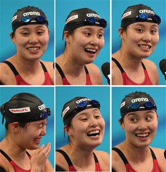 (전국체육대회·수영) 여자 100미터 배영서 푸위안후이 우승